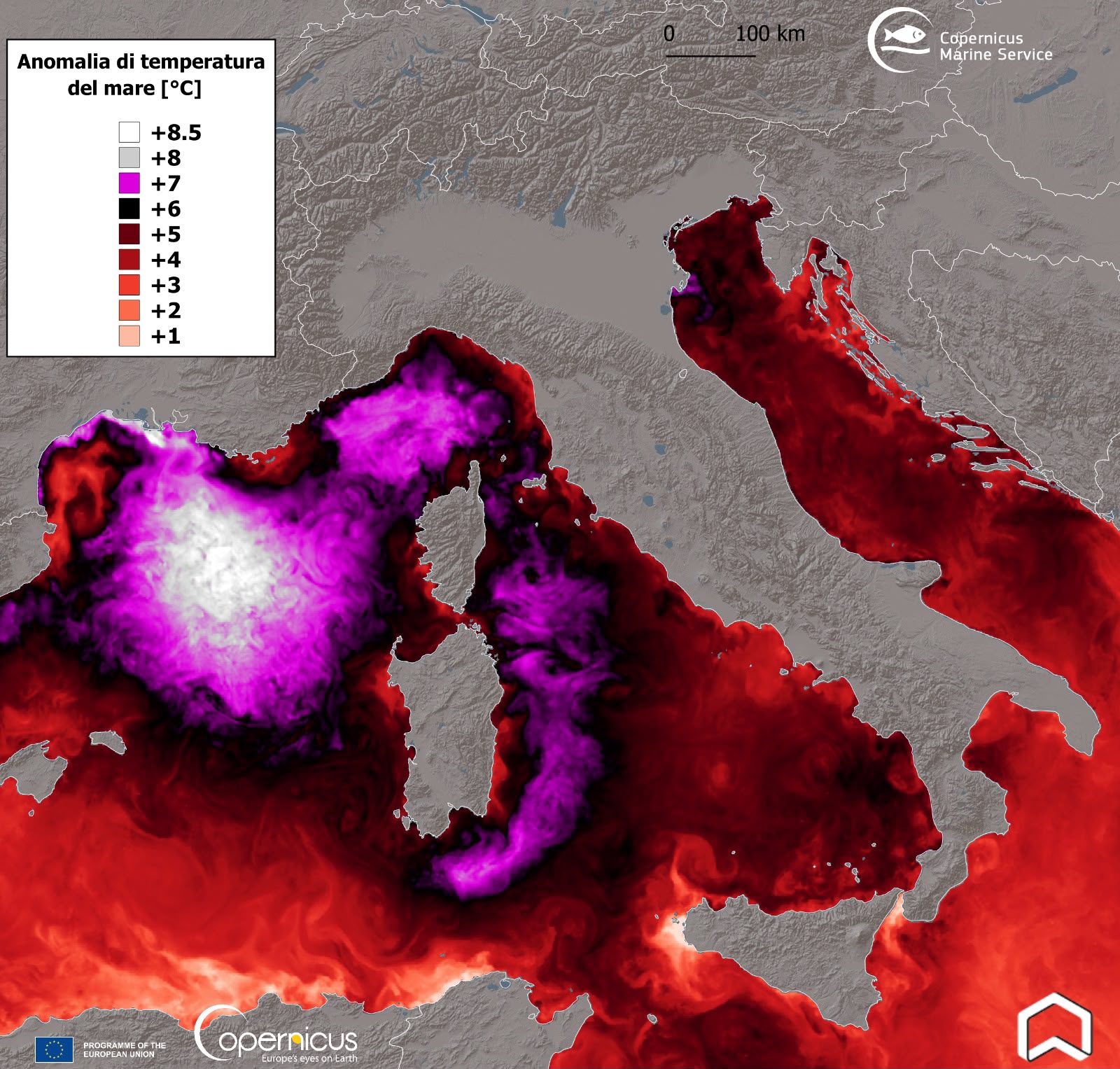 Il Mediterraneo risulta più caldo di 7-8 °C rispetto alla media; quali potranno essere gli effetti di questa anomalia?
