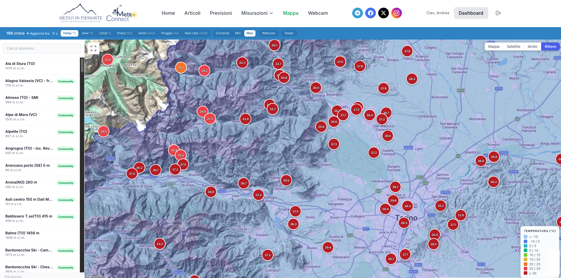 Mercoledì 8 luglio 2026 - Giornata meteorologicamente storica per diverse località del Piemonte, ecco tutti i dati