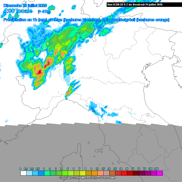 Avviso Meteo - Attesi forti temporali con nubifragi, grandine e vento tra la serata di sabato 25 e l'alba di domenica 26 luglio; i dettagli