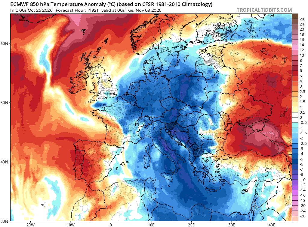 Dal primo novembre alta pressione in indebolimento con temperature diurne decisamente più fresche; ecco la possibile tendenza